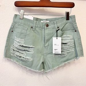 Brand New Sage Green Denim Shorts